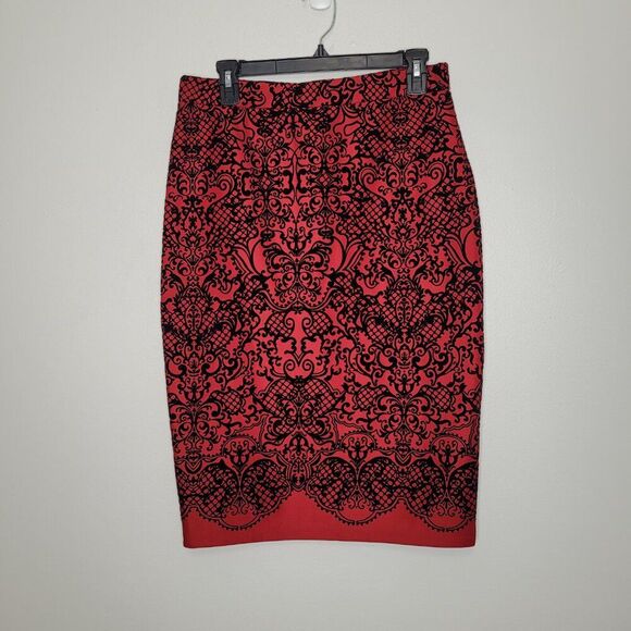 Melissa Paige red black retro pinup rockabilly bombshell pencil skirt small NWT - Picture 2 of 6
